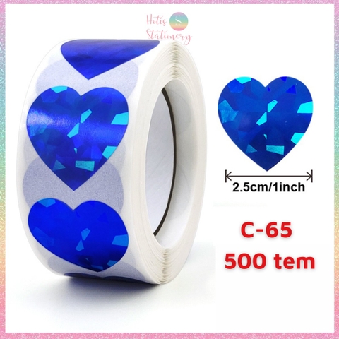 [HOTIS] 50 mẫu - Cuộn 500 tem dán sticker ngôi sao, trái tim, hình tròn lấp lánh dán trang trí hộp quà