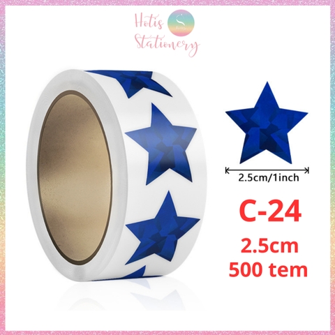 [HOTIS] 50 mẫu - Cuộn 500 tem dán sticker ngôi sao, trái tim, hình tròn lấp lánh dán trang trí hộp quà