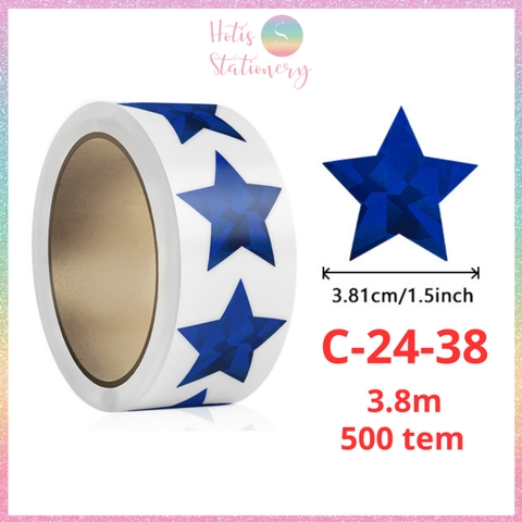 [HOTIS] 50 mẫu - Cuộn 500 tem dán sticker ngôi sao, trái tim, hình tròn lấp lánh dán trang trí hộp quà