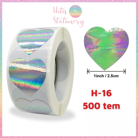 [HOTIS] 50 mẫu - Cuộn 500 tem dán sticker ngôi sao, trái tim, hình tròn lấp lánh dán trang trí hộp quà