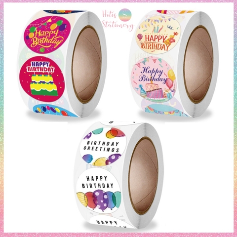 [HOTIS] Sticker Happy Birthday nhãn dán Chúc mừng sinh nhật dán quà tặng, trang trí - Cuộn 500 tem