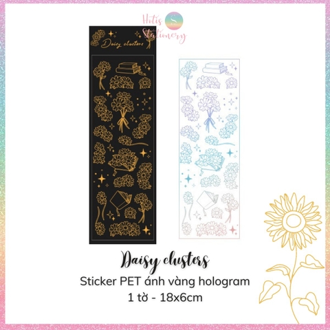[HOTIS] Flower set sticker nhãn dán ánh vàng hologram trang trí sổ tay, thiệp chúc, postcard, điện thoại, laptop