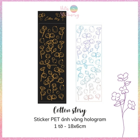 [HOTIS] Flower set sticker nhãn dán ánh vàng hologram trang trí sổ tay, thiệp chúc, postcard, điện thoại, laptop