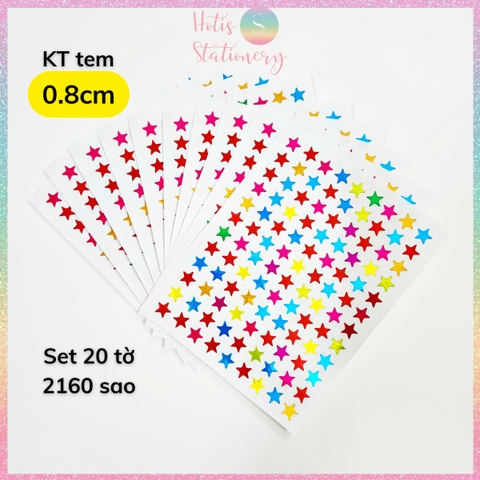 [HOTIS] Set 20 tờ Sticker ngôi sao nhiều màu sắc sticker khen thưởng học sinh tiểu học