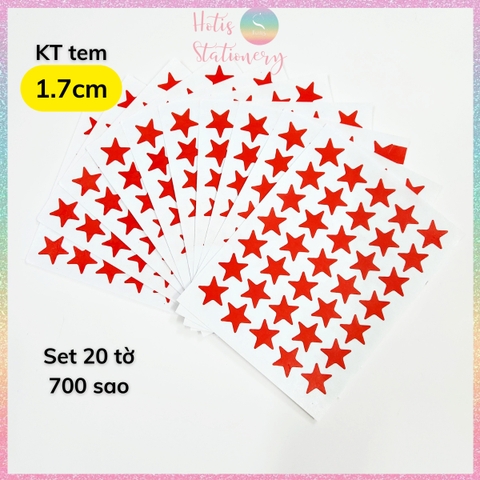 [HOTIS] Set 20 tờ Sticker ngôi sao nhiều màu sắc sticker khen thưởng học sinh tiểu học