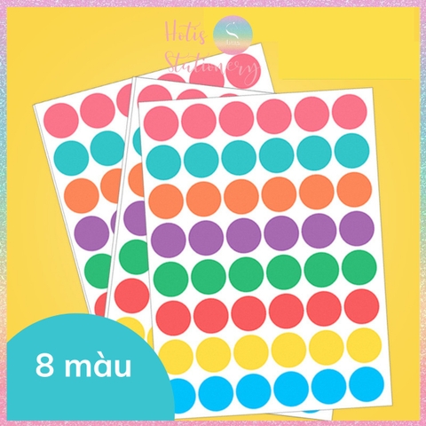 Set 10 tờ sticker chấm tròn, ngôi sao mặt cười nhãn dán khen thưởng học sinh