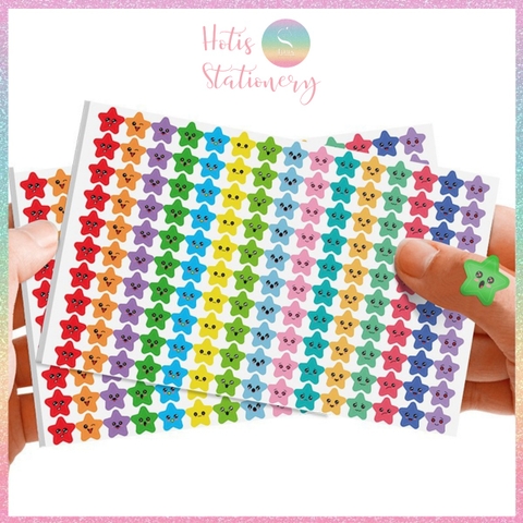 Set 10 tờ sticker chấm tròn, ngôi sao mặt cười nhãn dán khen thưởng học sinh