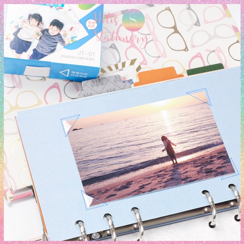 [HOTIS] Sticker dán góc ảnh Photo Corners KW-triO JT-01 miếng dán bảo vệ góc ảnh - Hộp 250 miếng