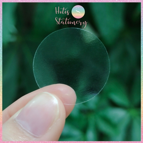 [HOTIS] Cuộn 500 tem dán trong suốt, trắng sữa, sticker hình tròn dán niêm phong, trang trí hộp quà