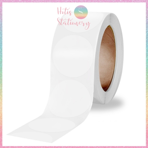 [HOTIS] Cuộn 500 tem dán trong suốt, trắng sữa, sticker hình tròn dán niêm phong, trang trí hộp quà