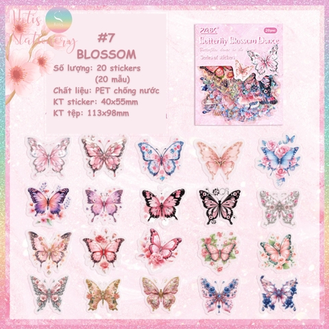 [HOTIS] Set 20 Sticker Bướm Dreamy Butterfly Dance Hologram PET trong suốt chống thấm nước, trang trí sổ tay DIY, làm thiệp