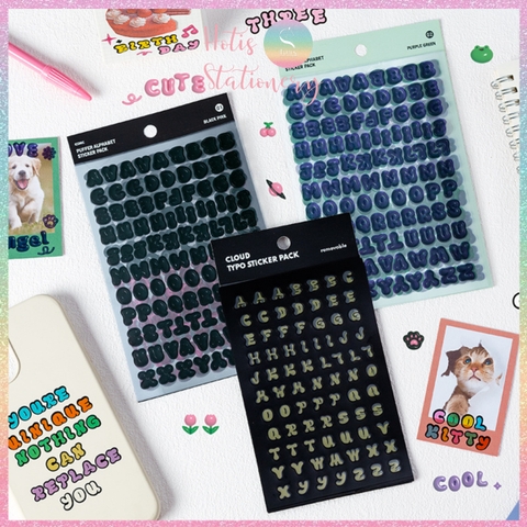 [HOTIS] Sticker chữ số màu trong suốt font cute phong cách Hàn Quốc