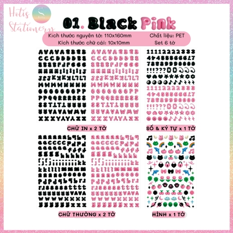 [HOTIS] Sticker chữ số màu trong suốt font cute phong cách Hàn Quốc