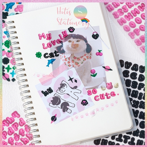 [HOTIS] Sticker chữ số màu trong suốt font cute phong cách Hàn Quốc