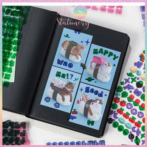 [HOTIS] Sticker chữ số màu trong suốt font cute phong cách Hàn Quốc