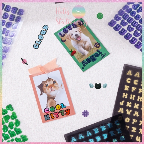 [HOTIS] Sticker chữ số màu trong suốt font cute phong cách Hàn Quốc
