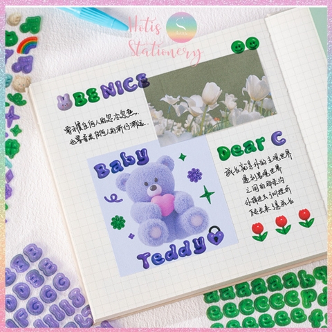 [HOTIS] Sticker chữ số màu trong suốt font cute phong cách Hàn Quốc
