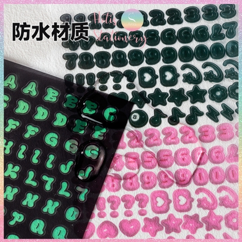 [HOTIS] Sticker chữ số màu trong suốt font cute phong cách Hàn Quốc