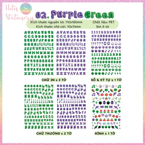 [HOTIS] Sticker chữ số màu trong suốt font cute phong cách Hàn Quốc