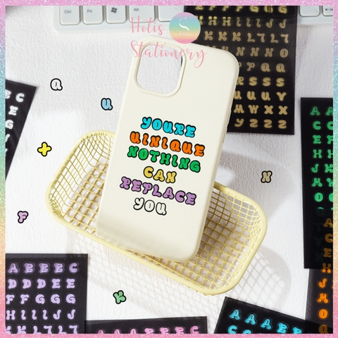 [HOTIS] Sticker chữ số màu trong suốt font cute phong cách Hàn Quốc