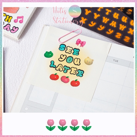[HOTIS] Sticker chữ số màu trong suốt font cute phong cách Hàn Quốc