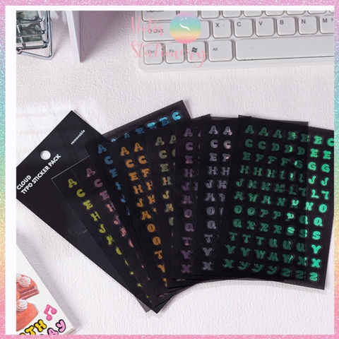 [HOTIS] Sticker chữ số màu trong suốt font cute phong cách Hàn Quốc