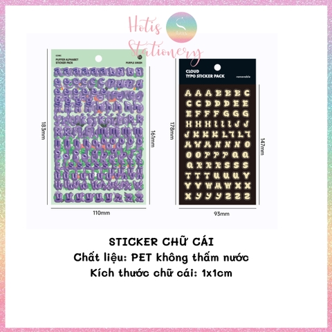 [HOTIS] Sticker chữ số màu trong suốt font cute phong cách Hàn Quốc