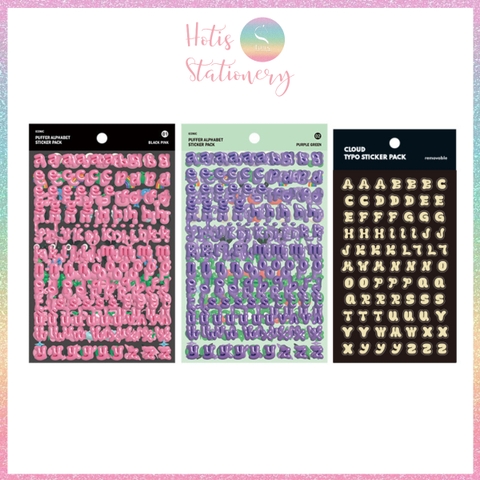 [HOTIS] Sticker chữ số màu trong suốt font cute phong cách Hàn Quốc