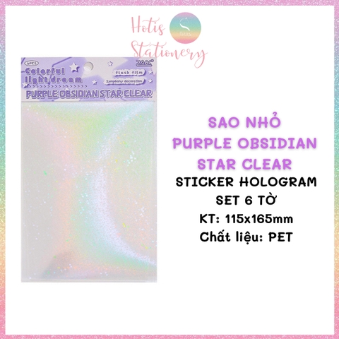 [HOTIS] Set 6 tờ sticker hologram trong suốt Flash Film Magic trang trí card, dán điện thoại