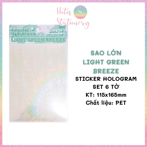 [HOTIS] Set 6 tờ sticker hologram trong suốt Flash Film Magic trang trí card, dán điện thoại