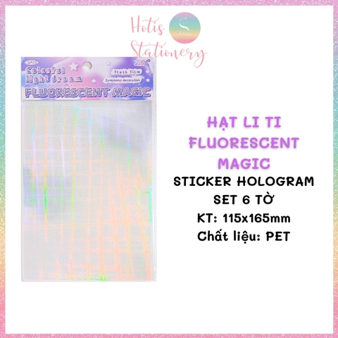 [HOTIS] Set 6 tờ sticker hologram trong suốt Flash Film Magic trang trí card, dán điện thoại