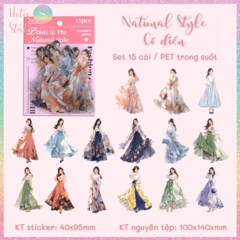 [HOTIS] Sticker cô gái fashion PET trong suốt dán trang trí sổ tay làm bullet journal