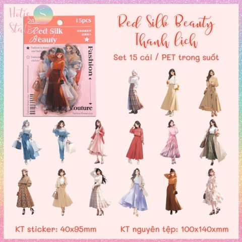 [HOTIS] Sticker cô gái fashion PET trong suốt dán trang trí sổ tay làm bullet journal