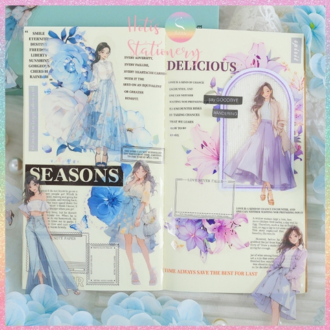 [HOTIS] Sticker cô gái fashion PET trong suốt dán trang trí sổ tay làm bullet journal