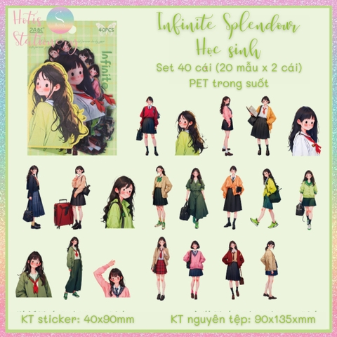 [HOTIS] Sticker cô gái fashion PET trong suốt dán trang trí sổ tay làm bullet journal