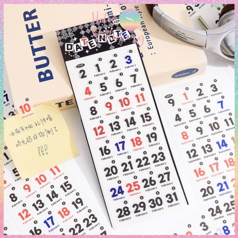 [HOTIS] Set 12 tờ Sticker Daily Notes nhãn dán 365 Ngày trang trí planner, bullet journal