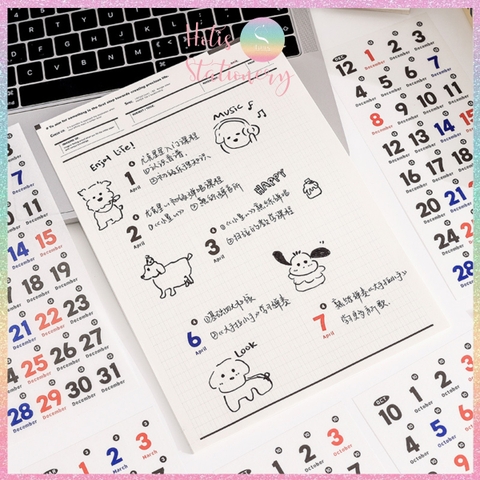 [HOTIS] Set 12 tờ Sticker Daily Notes nhãn dán 365 Ngày trang trí planner, bullet journal