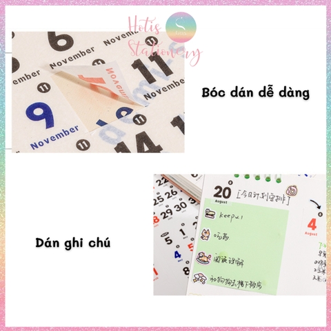 [HOTIS] Set 12 tờ Sticker Daily Notes nhãn dán 365 Ngày trang trí planner, bullet journal