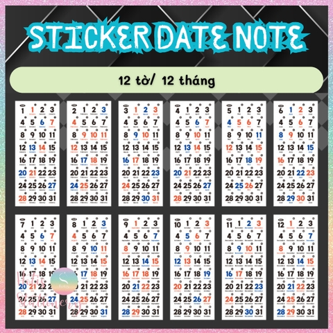 [HOTIS] Set 12 tờ Sticker Daily Notes nhãn dán 365 Ngày trang trí planner, bullet journal