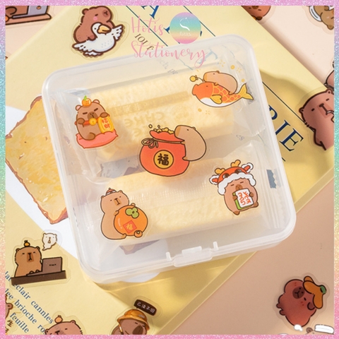 [HOTIS] Set 50 Sticker Capybara trang trí sổ, không thấm nước, siêu đáng yêu