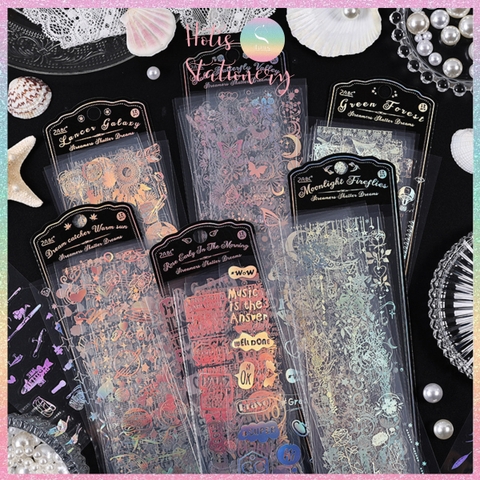 [HOTIS] Set 12 tờ sticker hologram trong suốt Streamer Shatter Dreams trang trí sổ, card idol, dán điện thoại