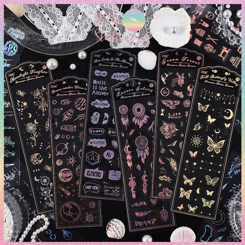 [HOTIS] Set 12 tờ sticker hologram trong suốt Streamer Shatter Dreams trang trí sổ, card idol, dán điện thoại