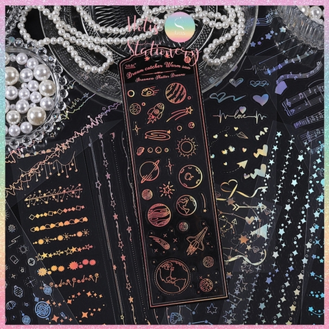 [HOTIS] Set 12 tờ sticker hologram trong suốt Streamer Shatter Dreams trang trí sổ, card idol, dán điện thoại