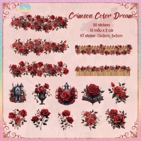 [HOTIS] Set 30 Sticker Vườn Hoa Old Century Garden PET trong suốt chống thấm nước, trang trí sổ tay DIY, làm thiệp