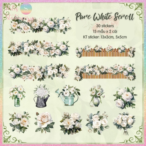 [HOTIS] Set 30 Sticker Vườn Hoa Old Century Garden PET trong suốt chống thấm nước, trang trí sổ tay DIY, làm thiệp