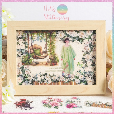 [HOTIS] Set 30 Sticker Vườn Hoa Old Century Garden PET trong suốt chống thấm nước, trang trí sổ tay DIY, làm thiệp