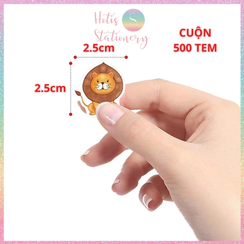 [HOTIS] Cuộn 500 tem sticker hoạt hình cute, tem dán trang trí, nhãn dán khen thưởng học sinh tạo động lực