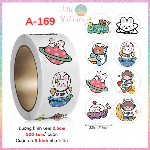[HOTIS] Cuộn 500 tem sticker hoạt hình cute, tem dán trang trí, nhãn dán khen thưởng học sinh tạo động lực
