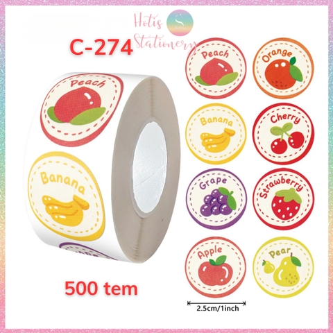 [HOTIS] Cuộn 500 tem sticker hoạt hình cute, tem dán trang trí, nhãn dán khen thưởng học sinh tạo động lực