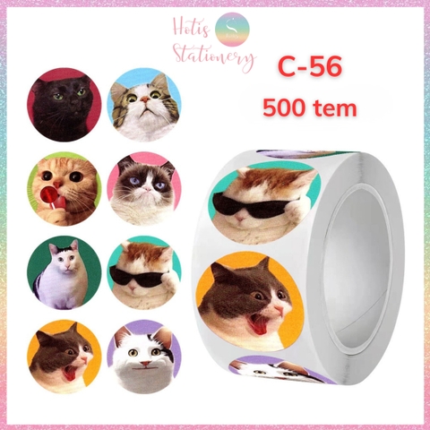[HOTIS] Cuộn 500 tem sticker hoạt hình cute, tem dán trang trí, nhãn dán khen thưởng học sinh tạo động lực